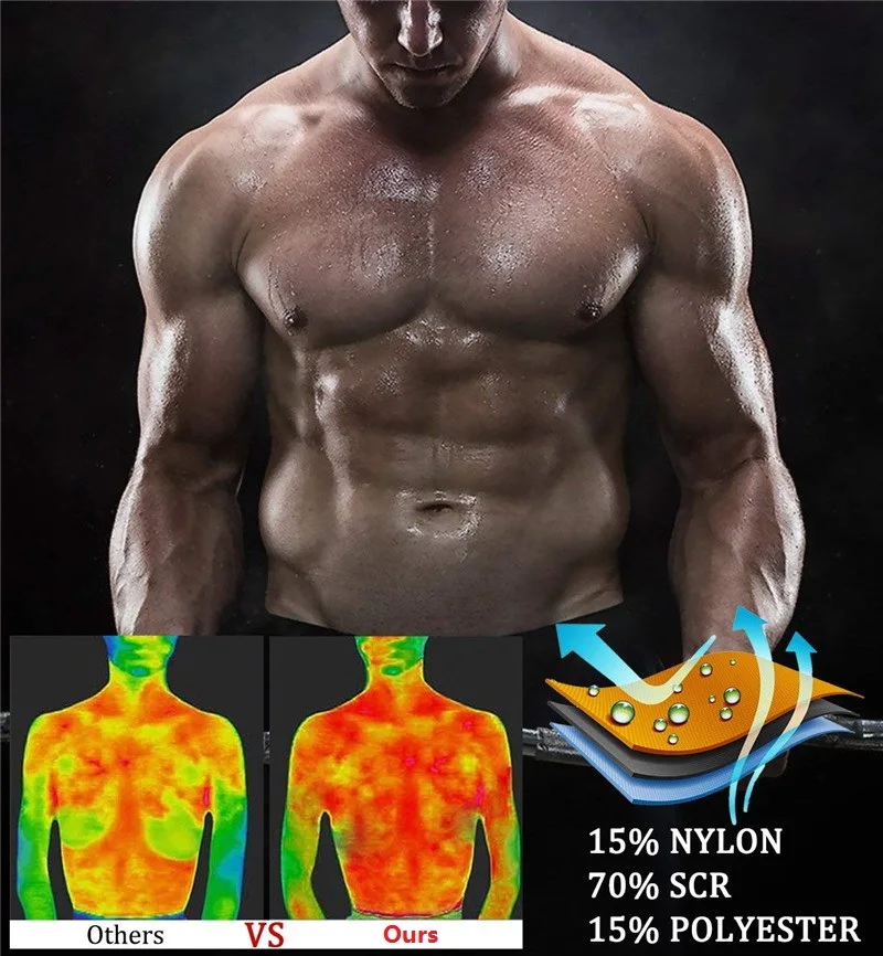 NINGMI Hot Shirt Men Body Shaper Vest Neoprene Sweat Sauna Suit Male Fitness Compression Tank Top Slimming Waist Trainer T-Shirt (2)