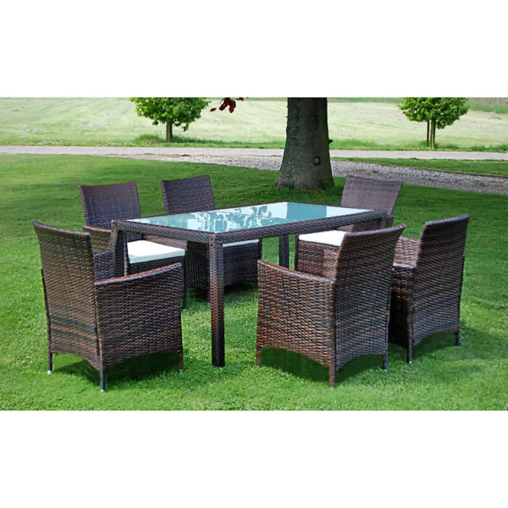 vidaXL 13 Piece Garden Furniture Set Brown Poly Rattanin Garden Sets