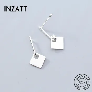 

INZATT OL Minimalist Geometric Real 925 Sterling Silver Square Dangle Drop Earrings For Women Fashion Jewelry Accessories Gift