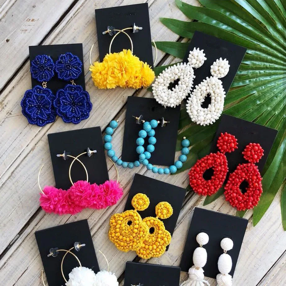 

Dvacaman 2019 Trendy Drop Earrings Women Boho Handmade Beads Hanging Earrings Girls Flower Statement Jewelry Love Gift Wholesale