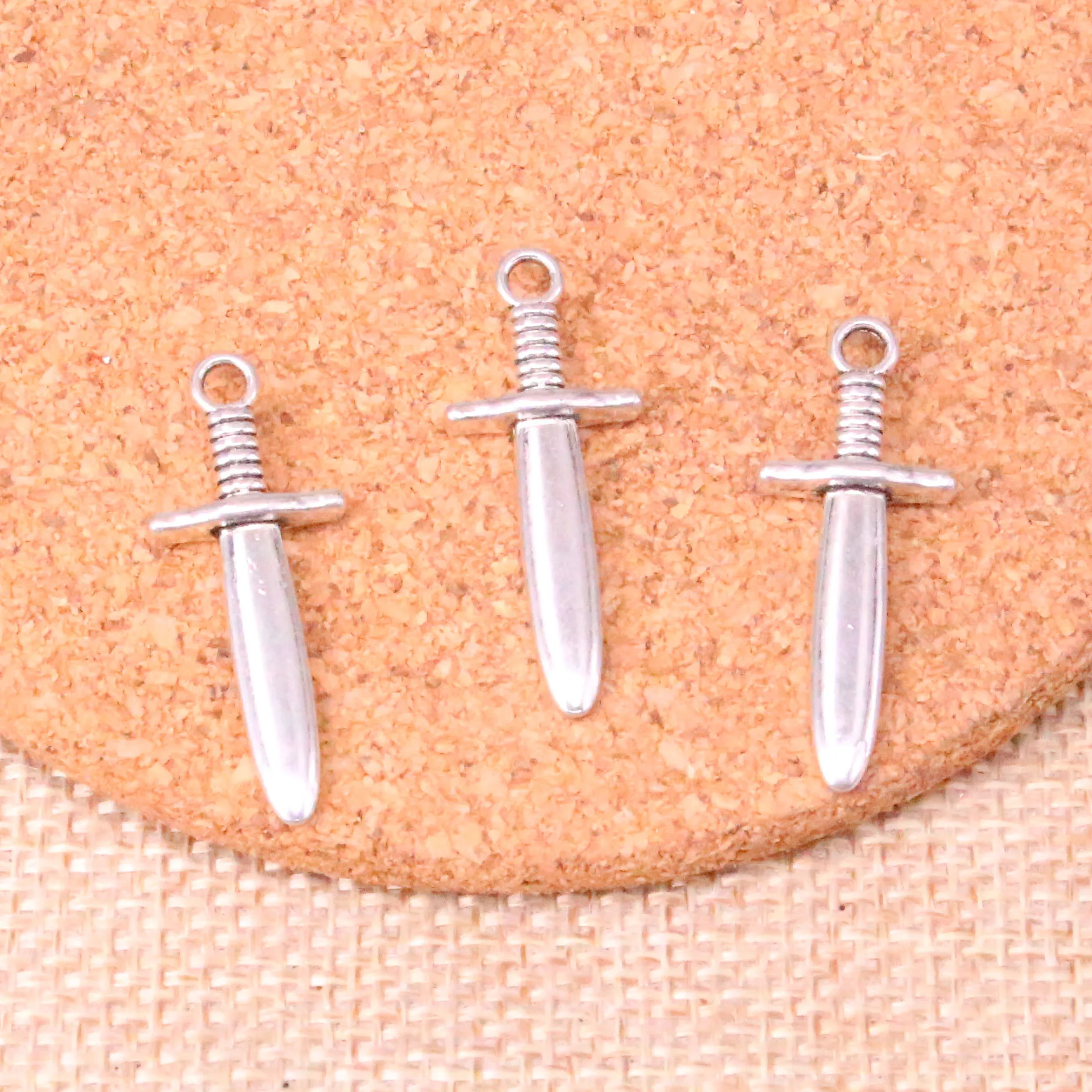 

20pcs Tibetan Silver Plated dagger Charms Pendants for Jewelry Making DIY Handmade Craft 30*12*4mm