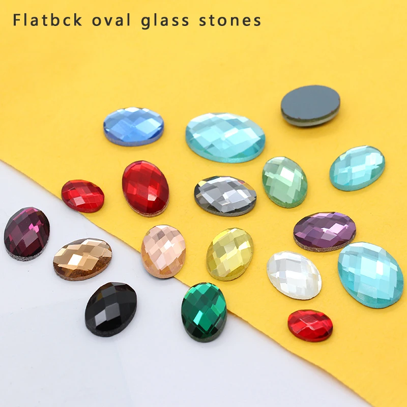 

20p 8x10 10x14 13x18mm 18x25mm oval foiled flatback faceted glass crystal rhinestones Cabochon jewelry making beads varis-colors