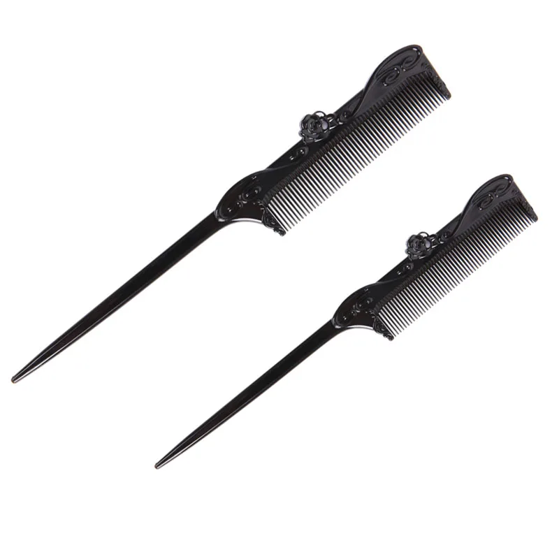 

Tail Comb Black Plastic Fine Tooth Pointed Hairstyle Tools Flower Pattern #H027#