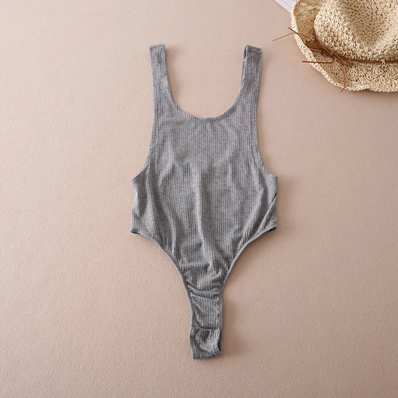 Sexy U Neck Summer Backless Elastic Women Jumpsuit Rompers Casual Ladies Solid Color Bodycon Beach Wear Knit Bodysuit Sexy U Neck Summer Backless Elastic Women Jumpsuit Rompers Casual Ladies Solid Color Bodycon Beach Wear Knit Bodysuit