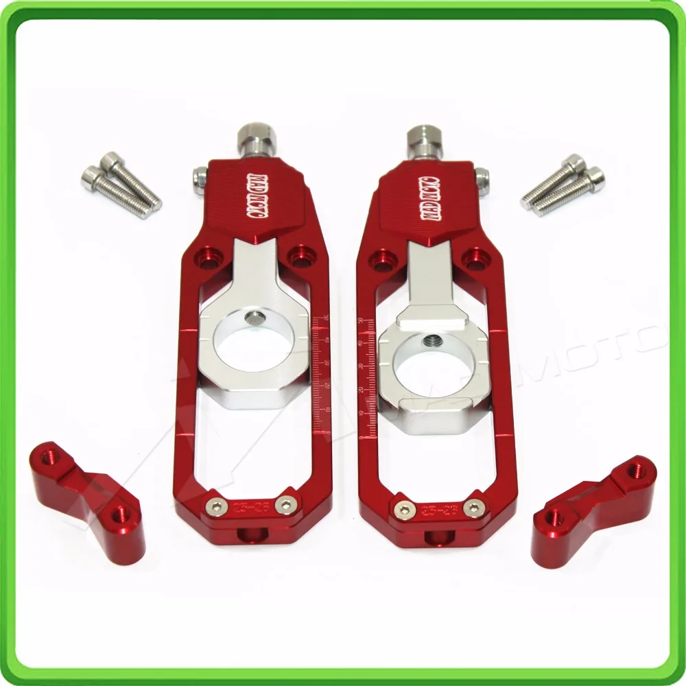 Aluminum motorcycle Chain Tensioner Adjuster fit for YAMAHA R1 YZF R1 2015 2016 2017 YZF-R1 15 16 17 Red & Silver (10)