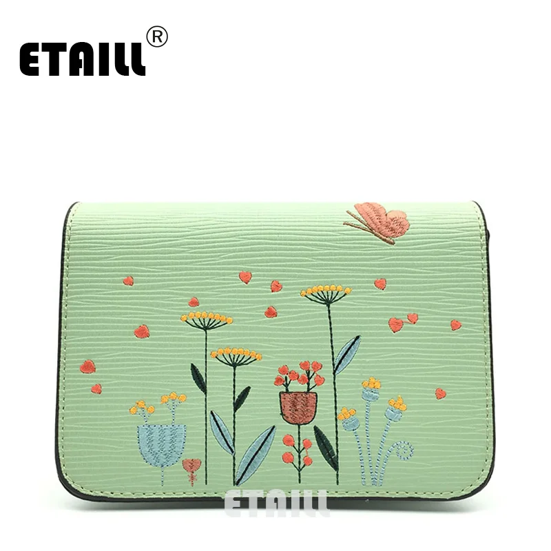 ETAILL Flowers and Butterfly Embroidered Crossbody Bag Retro Pu font b Leather b font Small Flap