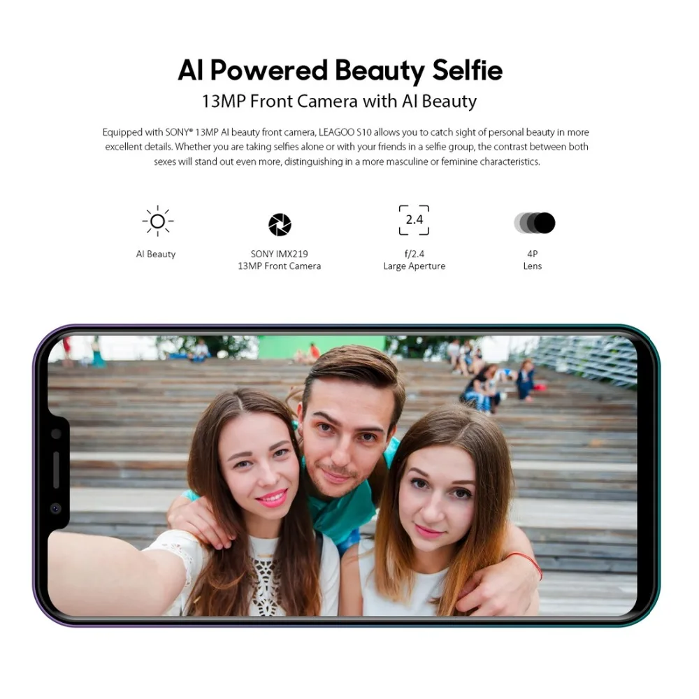 LEAGOO S10 P60 6 ГБ 128 ГБ 6,2" 19:9 u-образной телефон 20.0MP 4050 мАч 9 В/2 а разблокировка отпечатков пальцев Android 8,1 Глобальный 4G смартфон