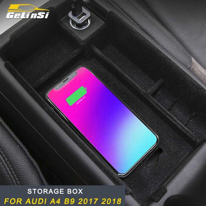 

Gelinsi For Audi A4 B9 2017 2018 Car Wireless charging central storage box accessories