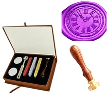 Custom Vintage Clock Cool Personalized Picture Letter Logo Retro Invitation Wax Seal Stamp Rosewood Handle Set
