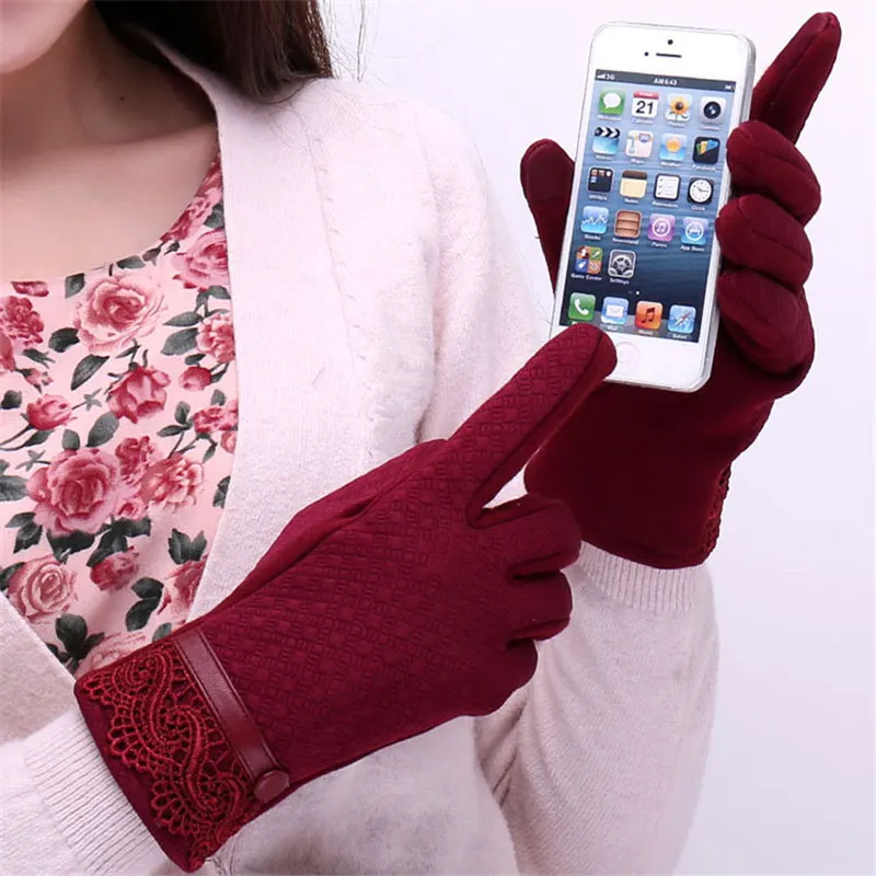 Touch Screen Lady Korean Version Woman Gloves Sweet Lace Wrist Keep Warm Driving Female Mittens 2019 New XSS12 Touch Screen Lady Korean Version Woman Gloves Sweet Lace Wrist Keep Warm Driving Female Mittens 2019 New XSS12