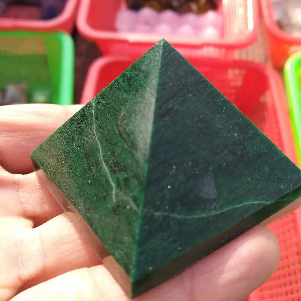 

African Green pine jade Pyramid 50mm Stone of Powerful Healing, Metaphysical, Reiki