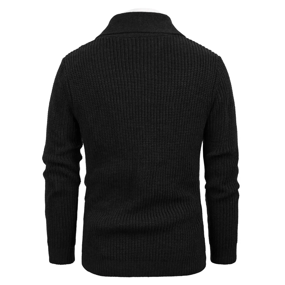 Мужской свитер, осенне-зимний однотонный вязаный свитер с отворотом Shaw, утолщенная трикотажная одежда с длинным рукавом, на пуговицах, офисные топы для мужчин