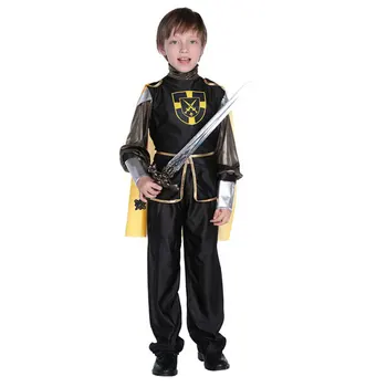 

Kids Child Renaissance Warrior Costume Royal Little King Costumes Yellow Cape for Boys Halloween Role Play Party Costumes