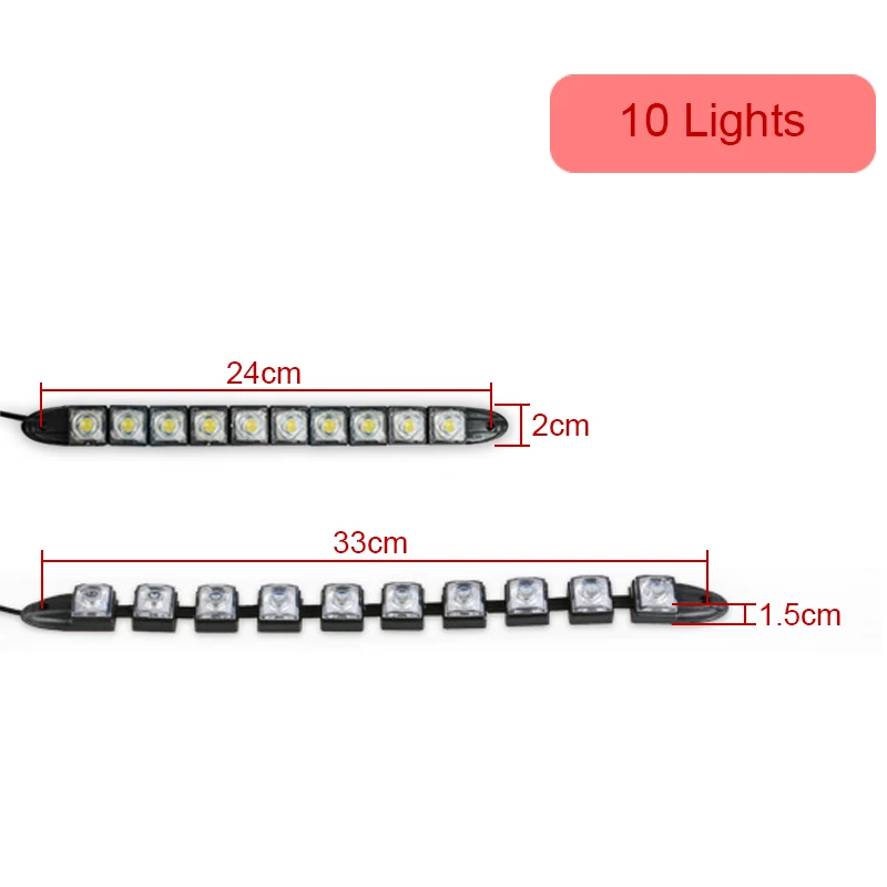 ZD 2 шт. Автомобильный светодиодный дневной свет 12 В DRL противотуманная фара лампа для Renault Megane 2 3 Duster VW Touran Passat B6 Golf 7 T5 T4 Fiat Аксессуары - Испускаемый цвет: 10LEDs
