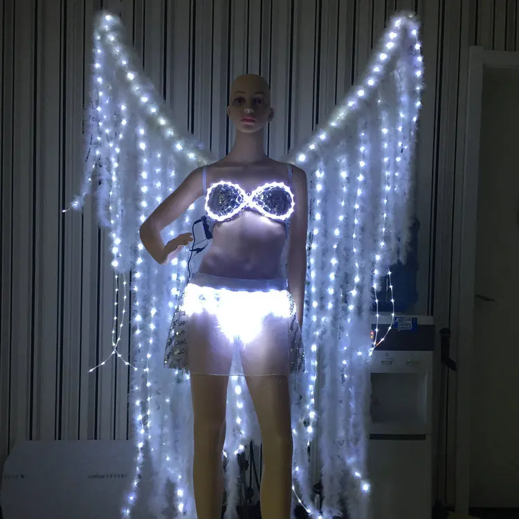 Модные СВЕТОДИОДНЫЙ Световой Производительность Для женщин бальные костюмы наряд светодиодный свет с подсветкой статная модель шоу DJ одежда Вечерние поставки