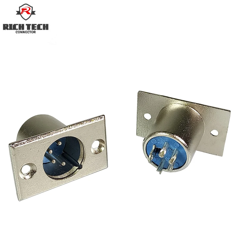 4pins XLR connector Male Plug Panel Mount Chassis Square Metal Wire Connector for stage audio mic microphone | Обустройство дома