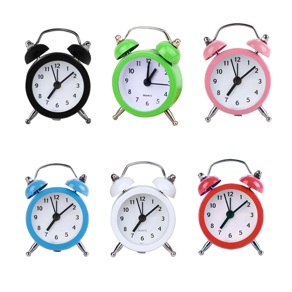 New Mini Round Alarm Clock Desktop Table Bedside Clocks Kids Adults Travel Clock Decor .