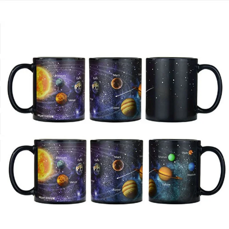 

1pcs The Solar System Heat Reveal Color Changing Mugs Creative Starry Sky Porcelain Magic Milk Coffee Mug
