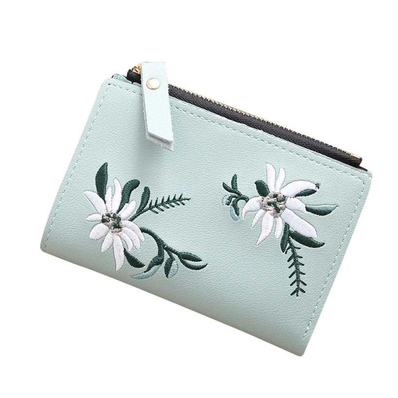 

Aelicy Women's Vintage Exquisite Embroidery Wallet Women's Hasp Folding Zipper Coin Purse Short Simple Wallet Credit Card Holder