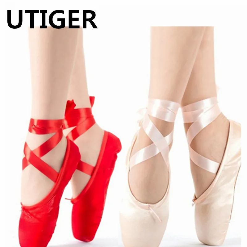 2019 Girls Women ballet pointe dance shoes professional ballet dance shoes with ribbons shoes children adult dance shoes WD196