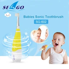 Seago – brosse à dents électrique pour enfants de 0 à 4 ans, avec lumière LED, poils souples, deux couleurs