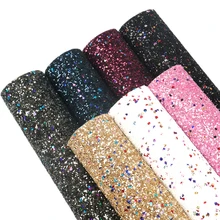 7pcs/set 20*34cm Chunky Sequin Glitter Faux Synthetic Leather Fabric Set,DIY handmade materials for shoes phone case,1Yc6692