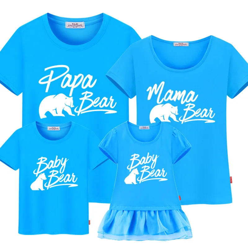 New Family Look T Shirts 2017 new Summer Family Matching Clothes Father Mother Kids cotton mom and daughter dress son Leisure