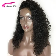 Карина 13*6 глубокий часть Синтетические волосы на кружеве натуральные волосы парики с ребенка волосы бразильских Волосы remy Кудрявые Волнистые парики предварительно сорвал натуральных волос