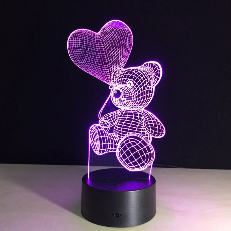 Светодиодный 3D акриловый ночник новинка 2019 с изображением животных USB 7 видов