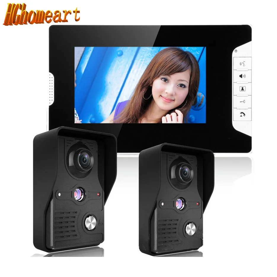 HGhomeart Household 7 inch color 2 drag a video doorbell night vision waterproof aluminum alloy digital