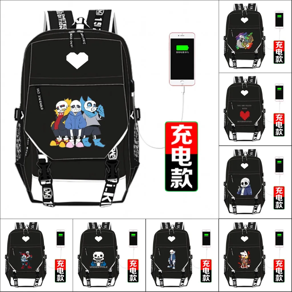 

New Undertale Sans Papyrus Backpack multifunction USB charging Bookbag for teenagers Anime Laptop Shoulders Bag Travel Bags