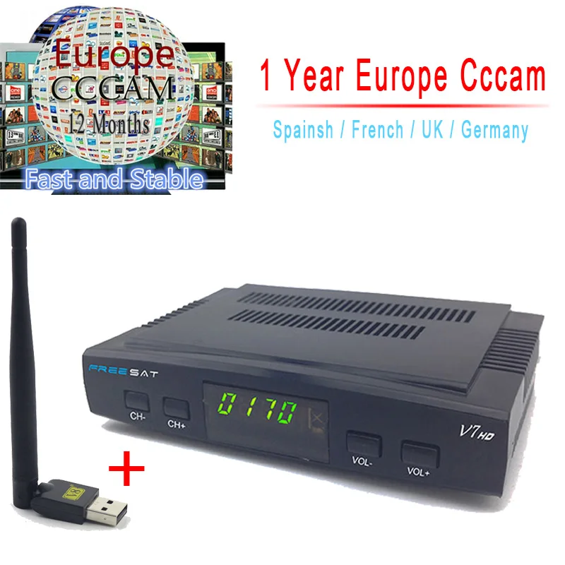 Prix pour 1 Année Cccam Serveur Freesat V7 Récepteur Satellite + Usb WiFi Spport DVB-S2 ccam PowerVu YouTube Full 1080 P Europe Cccam Cline HD Prix pour 1 Année Cccam Serveur Freesat V7 Récepteur Satellite + Usb WiFi Spport DVB-S2 ccam PowerVu YouTube Full 1080 P Europe Cccam Cline HD