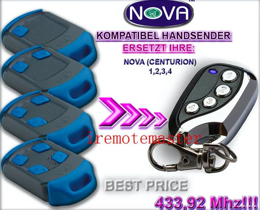 

The remote replace For NOVA remote ,NOVA garage door remote 433,92MHZ TOP quality