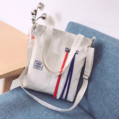 Холщовая Сумка-тоут для женщин, многоразовые сумки через плечо для покупок, большой повседневный пляжный Подарочный рюкзак для девочек, Женская пляжная школьная сумка для отдыха - Цвет: White