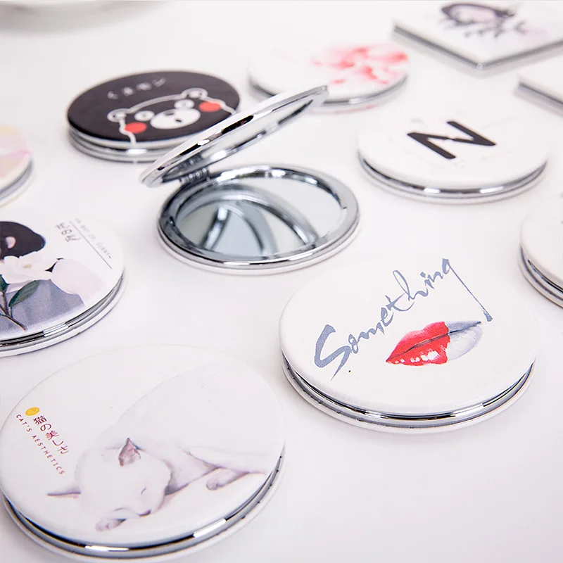 

1PC Cheap Quality Portable Folding Mirror Mini PU Makeup Cosmetic Pocket Mirror For Makeup Tools Girls Birthday Party Favor