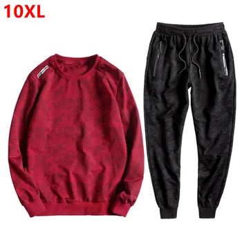 

Autumn Men's Sweater Camouflage Sets 9XL 10XL Casual Plus Fertilizer XL Cotton Turtleneck Youth Jacket Tide Men's suit