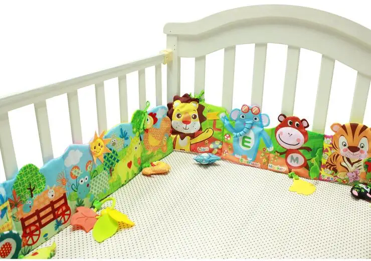 Baby bed Mobile Cloth Book Crib Bed Around Soft Plush Early Educational Cot Book Toys animal