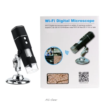 

HD Digital Microscope Magnifier WiFi Wireless 8 LED 1000X Electric Video Camera with Base Stand Holder for IOS Android