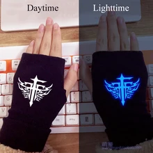 Унисекс черные перчатки без пальцев теплые хлопковые флуоресцентные перчатки студенческие наручные перчатки Наруто зимние перчатки