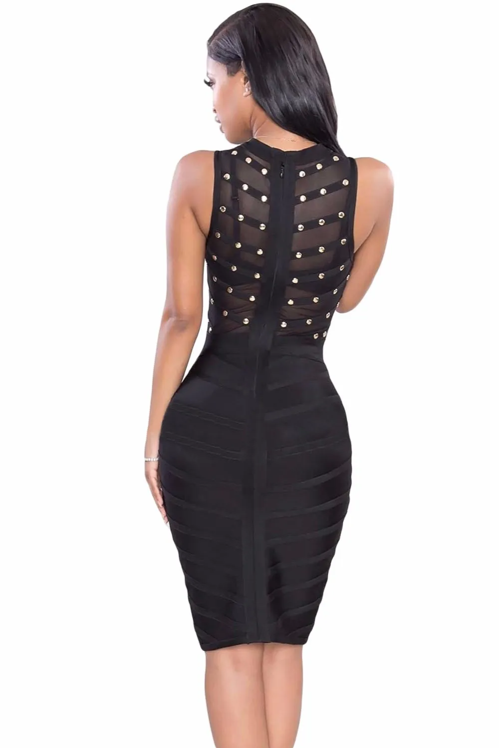 Black-Studded-Bandage-Dress-LC28401-2-3