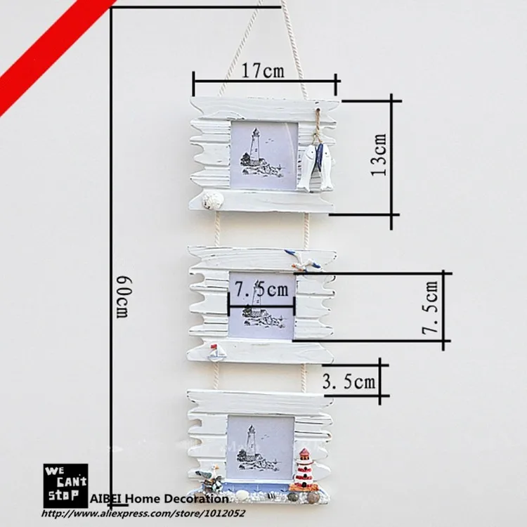AIBEI-Средиземноморский стиль деревянная фоторамка 3 коробки Висячие Ручной работы Детские рамки на фотографии