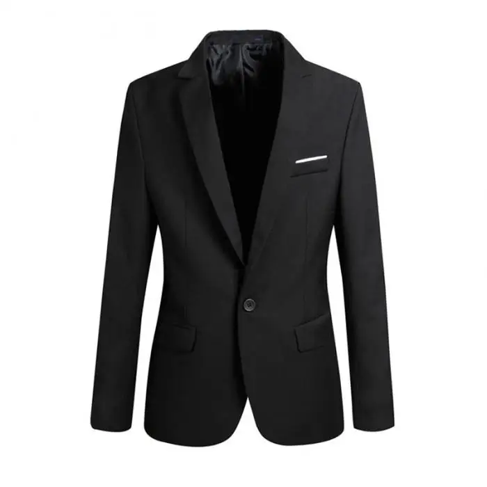 Модный весенне-осенний мужской блейзер с длинным рукавом, Одноцветный тонкий мужской повседневный тонкий пиджак, Офисные блейзеры размера плюс S-6XL, AIC88