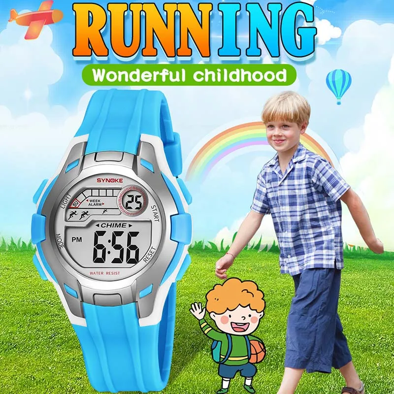 

SYNOKE Children Digital Watches Outdoor Sports Students Watch Waterproof Electronic Watches Teens Clock TT@88