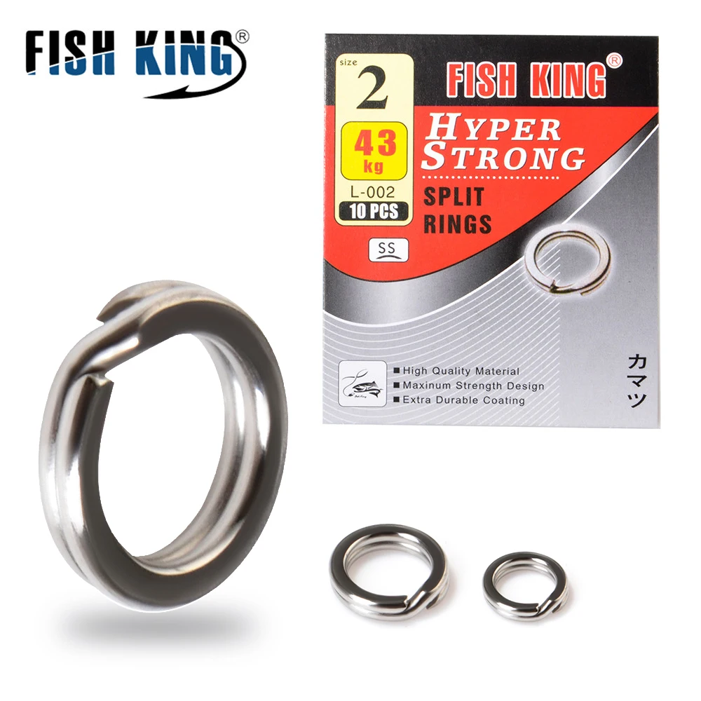 

FISHKING5-10PCS/Lot split rings Snap Fishing Connector Pin Bearing Rolling Swivel Stainless Steel with Snap Fishhook Lure Tackle
