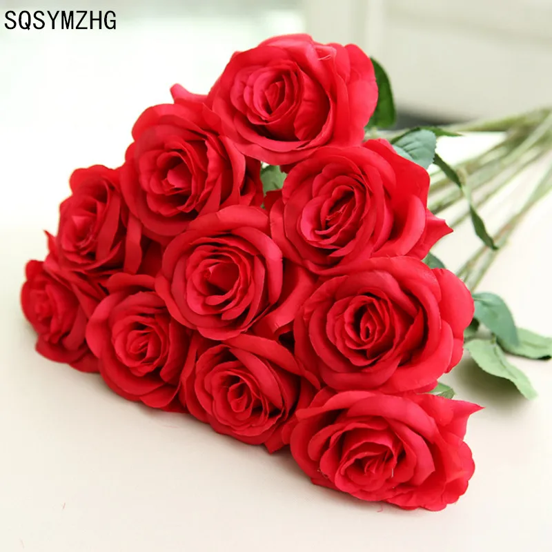 (11pcs/Lot) Fresh Bloom Rose Artificial Flowers Real Touch Rose Flowers