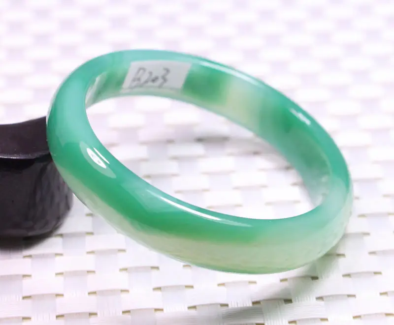 

Free shipping 58MM VERY FINE RARE NATURAL GREEN WHITE JADEITE BRACELET BANGLE #B203 a