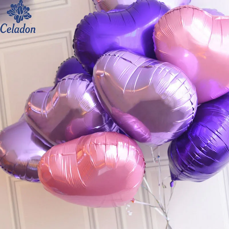 

5pcs/lot 18-inch Mix Colors Wedding Decorations Heart-Shaped Foil Balloon Toy Wholesale Baby Birthdays