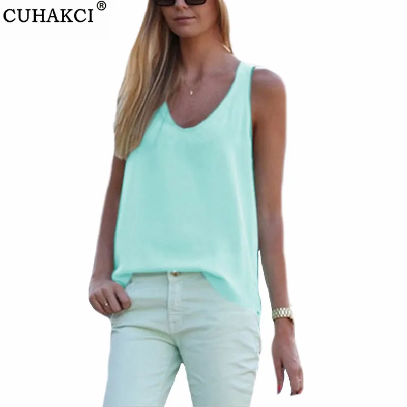 

YRRETY Women Chiffon Shirt Casual Sleeveless Blouse 2019 New Summer Tops Fashion Clothing Sexy Female Plus Size S-XXXL Shirt