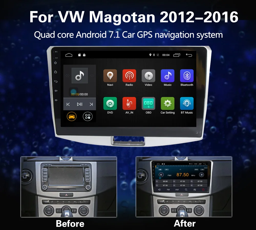 Perfect 10inch HD1024*600 Car multimedia Navigation GPS DVD Player for VW MAGOTAN PASSAT B7 2010-2016 Cassette android 7.1 system 2