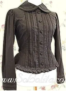 

Lolita Brown LongSleeves Pleated Cotton Blouse